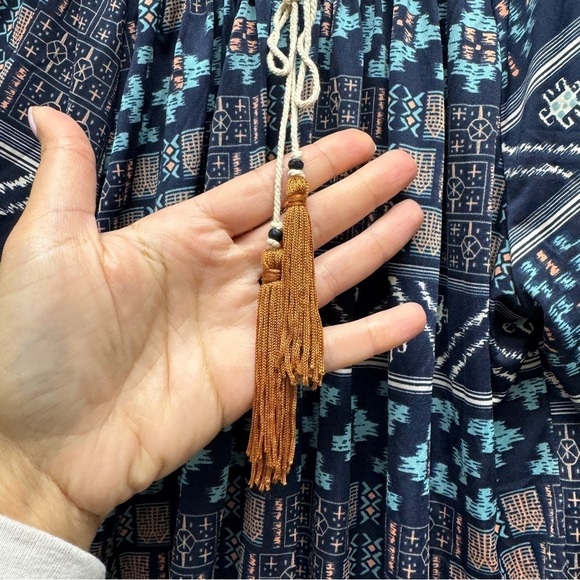 MISA Revolve Poppy Navy Aztec Off the Shoulder Dress - Picture 8 of 13